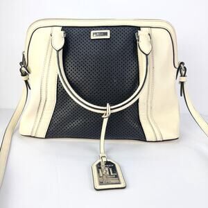 LRL Lauren Ralph Lauren Black/Ivory Classic Handbag Purse Shoulder Bag Classic